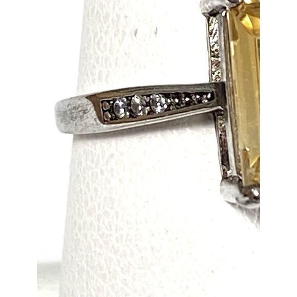 925 Sterling Silver Ring Citrine Rectangular 2.12g Size 7 - Picture 5 of 16